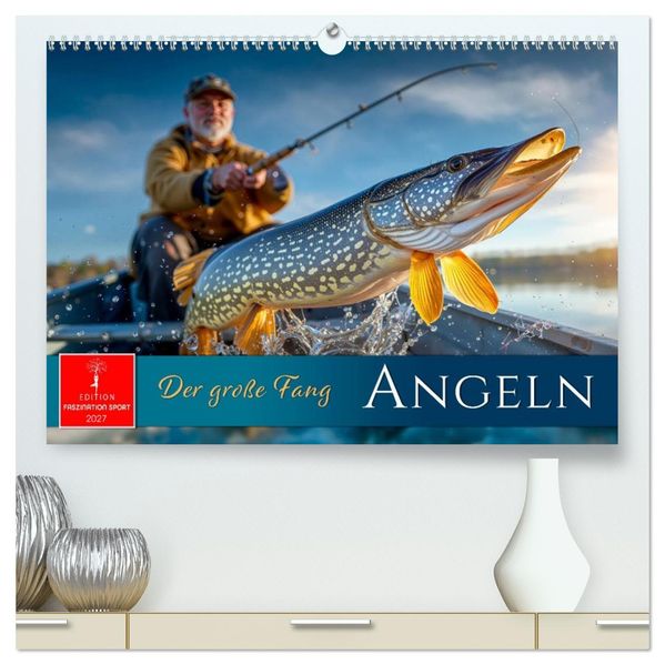 Angeln - der große Fang (hochwertiger Premium Wandkalender 2027 DIN A2 quer) Kunstdruck in Hochglanz