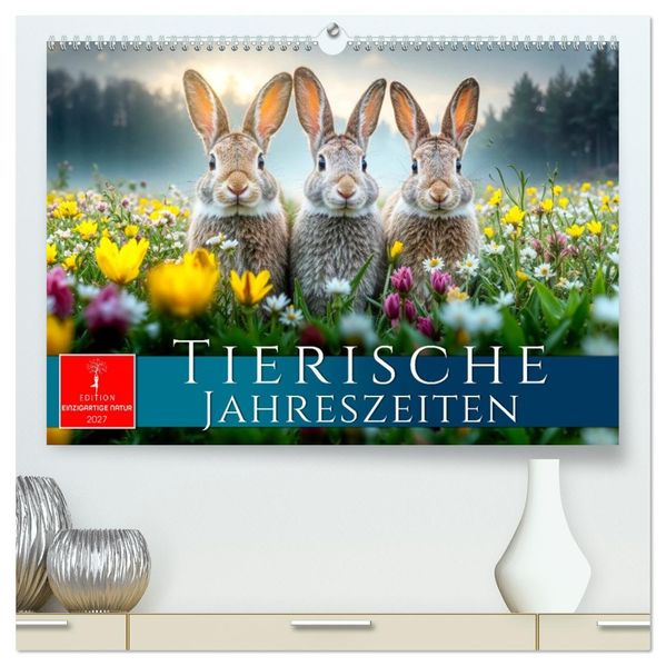 Tierische Jahreszeiten (hochwertiger Premium Wandkalender 2027 DIN A2 quer) Kunstdruck in Hochglanz