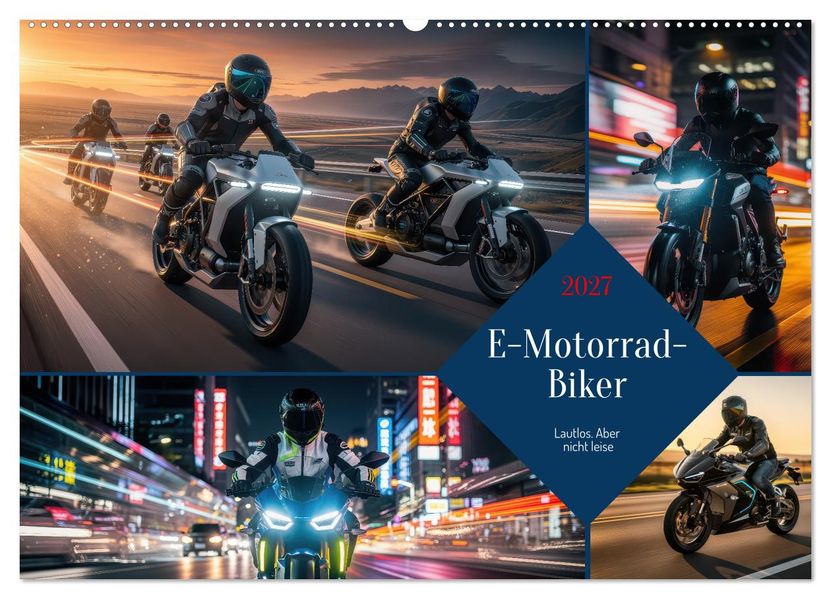 E-Motorrad-Biker (Wandkalender 2027 DIN A2 quer) CALVENDO Monatskalender