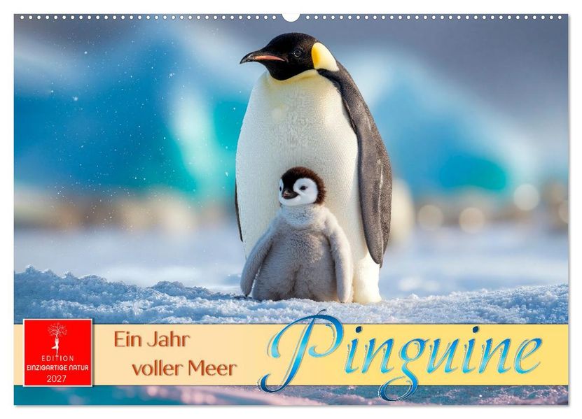Pinguine - ein Jahr voller Meer (Wandkalender 2027 DIN A2 quer) CALVENDO Monatskalender