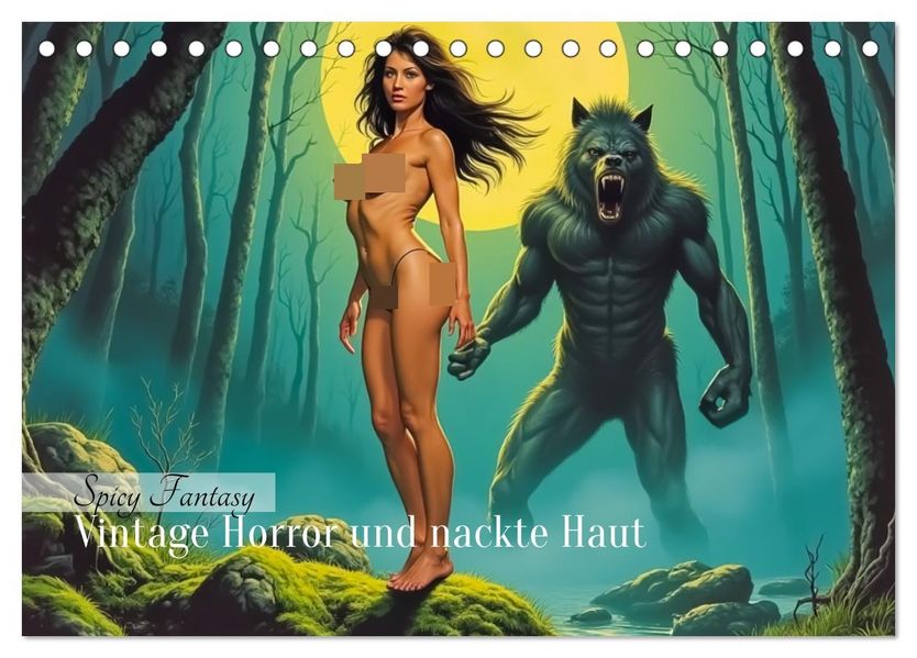 Spicy Fantasy - Vintage Horror und nackte Haut (Tischkalender 2027 DIN A5 quer) CALVENDO Monatskalender