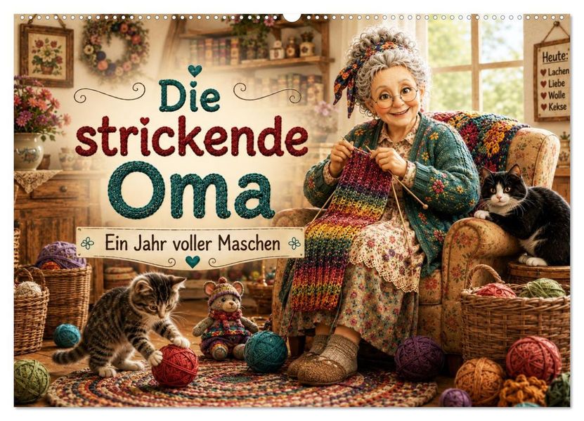 Die strickende Oma (Wandkalender 2027 DIN A2 quer) CALVENDO Monatskalender