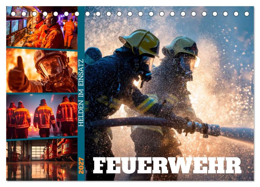 Feuerwehr - Helden im Einsatz (Tischkalender 2027 DIN A5 quer) CALVENDO Monatskalender