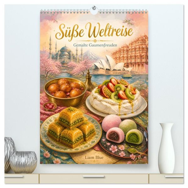 Süße Weltreise - Gemalte Gaumenfreuden (hochwertiger Premium Wandkalender 2027 DIN A2 hoch) Kunstdruck in Hochglanz