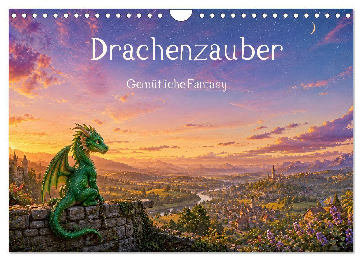 Drachenzauber - Gemütliche Fantasy (Wandkalender 2027 DIN A4 quer) CALVENDO Monatskalender