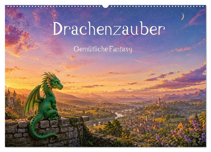 Drachenzauber - Gemütliche Fantasy (Wandkalender 2027 DIN A2 quer) CALVENDO Monatskalender