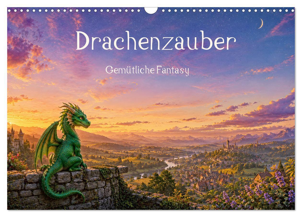 Drachenzauber - Gemütliche Fantasy (Wandkalender 2027 DIN A3 quer) CALVENDO Monatskalender