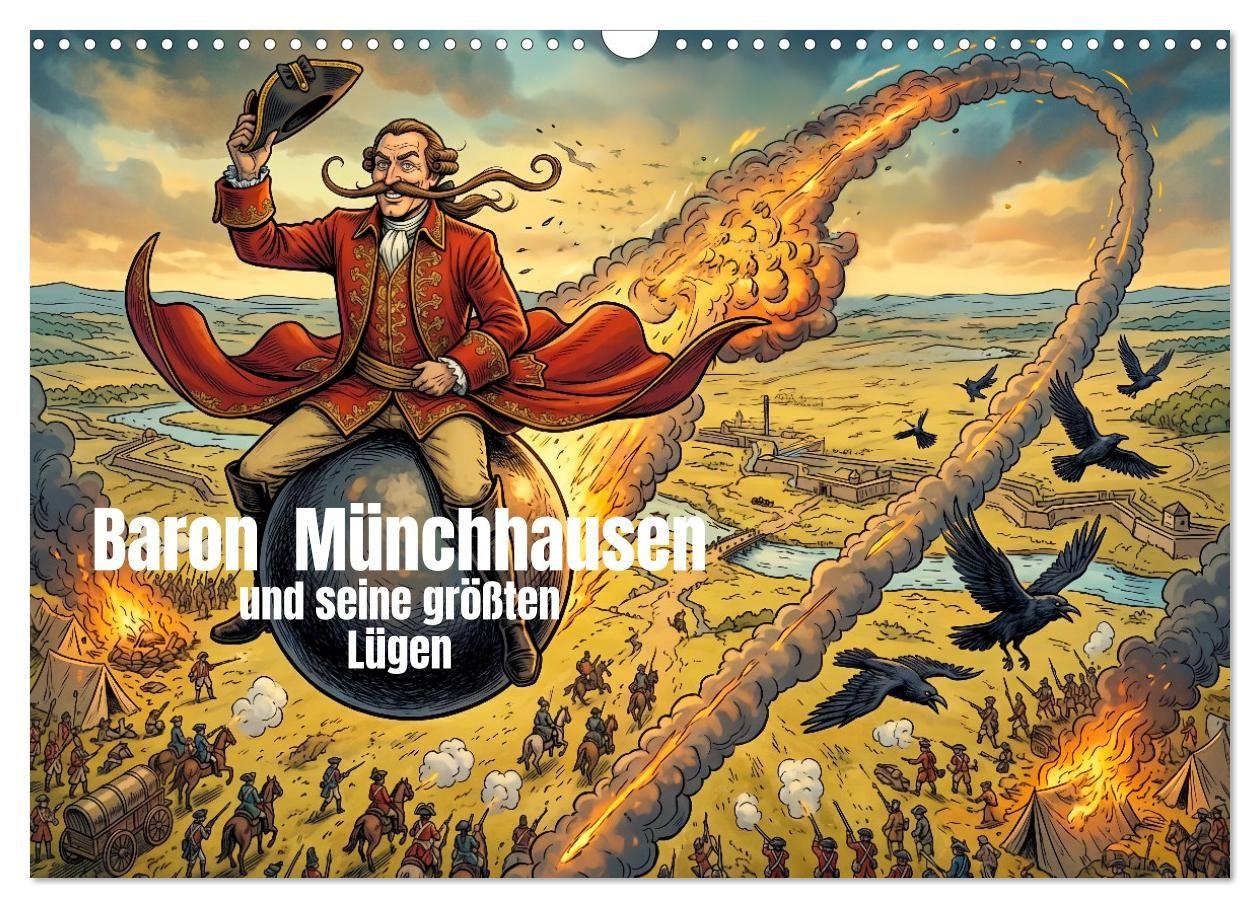 Baron Münchhausen und seine größten Lügen (Wandkalender 2027 DIN A3 quer) CALVENDO Monatskalender
