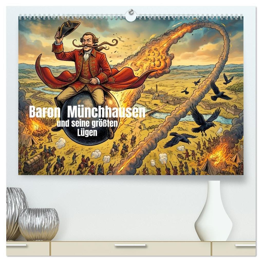 Baron Münchhausen und seine größten Lügen (hochwertiger Premium Wandkalender 2027 DIN A2 quer) Kunstdruck in Hochglanz