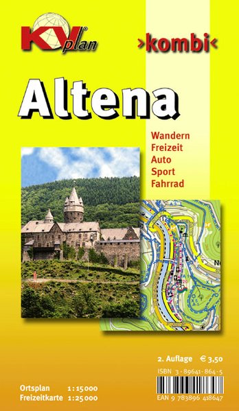 Altena KVplan Wanderkarte/Freizeitkarte/Stadtplan 1:25.000 / 1:15.000