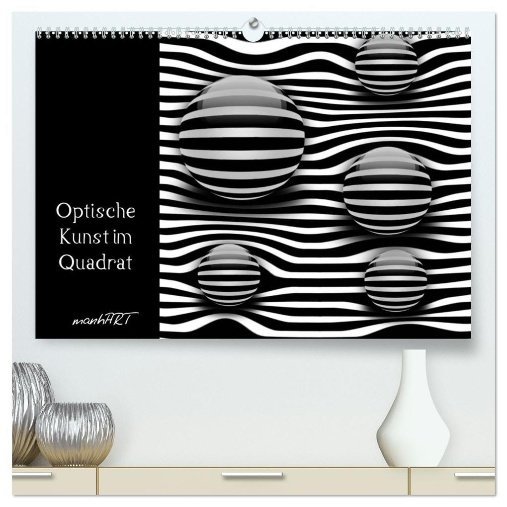 Optische Kunst im Quadrat (hochwertiger Premium Wandkalender 2027 DIN A2 quer) Kunstdruck in Hochglanz