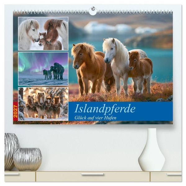 Islandpferde (hochwertiger Premium Wandkalender 2027 DIN A2 quer) Kunstdruck in Hochglanz