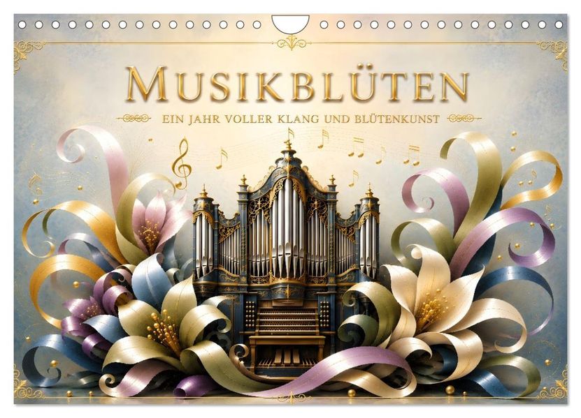 Musikblüten - 12 Monate voller Klang und Blütenkunst (Wandkalender 2027 DIN A4 quer) CALVENDO Monatskalender