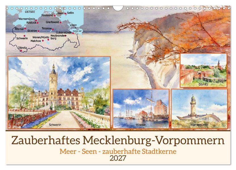 Zauberhaftes Mecklenburg-Vorpommern (Wandkalender 2027 DIN A3 quer) CALVENDO Monatskalender