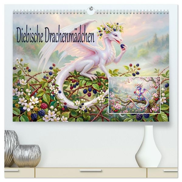 Diebische Drachenmädchen (hochwertiger Premium Wandkalender 2027 DIN A2 quer) Kunstdruck in Hochglanz