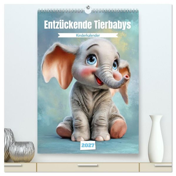 Entzückende Tierbabys - Kinderkalender (hochwertiger Premium Wandkalender 2027 DIN A2 hoch) Kunstdruck in Hochglanz