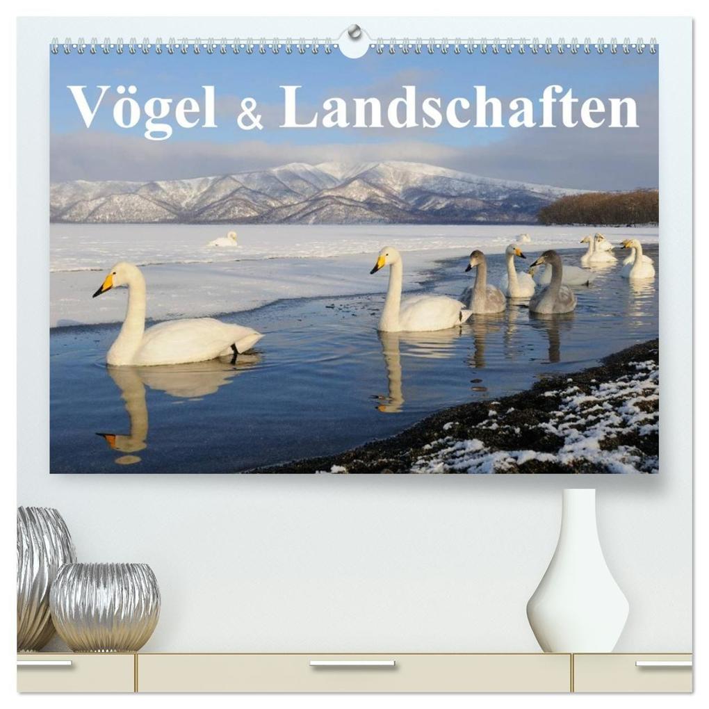 Vögel & Landschaften (hochwertiger Premium Wandkalender 2027 DIN A2 quer) Kunstdruck in Hochglanz