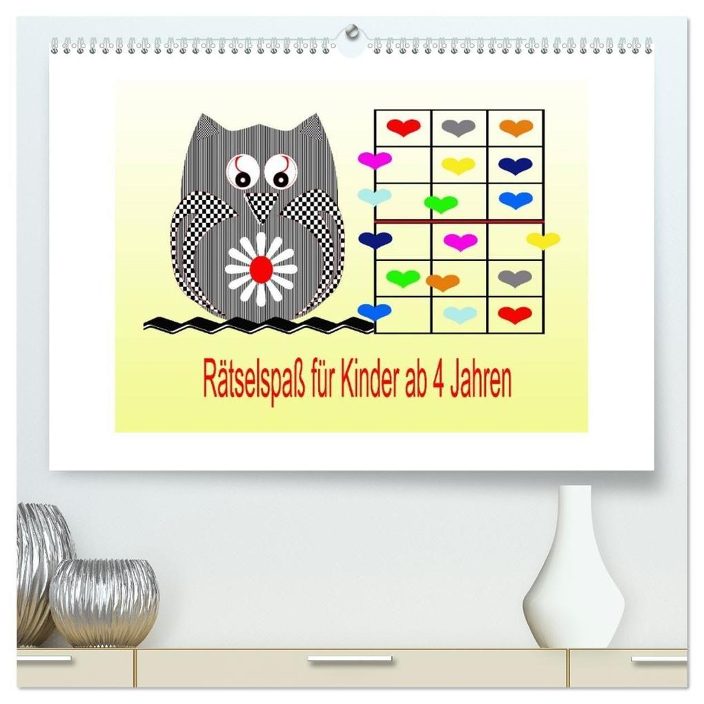 Rätselspaß für Kinder ab 4 Jahren (hochwertiger Premium Wandkalender 2027 DIN A2 quer) Kunstdruck in Hochglanz