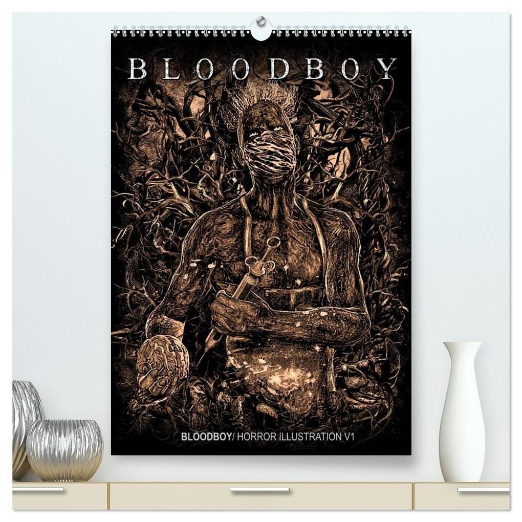 BLOODBOY/ HORROR ILLUSTRATION V1 (hochwertiger Premium Wandkalender 2027 DIN A2 hoch) Kunstdruck in Hochglanz