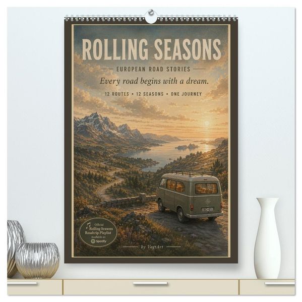 ROLLING SEASONS (hochwertiger Premium Wandkalender 2027 DIN A2 hoch) Kunstdruck in Hochglanz