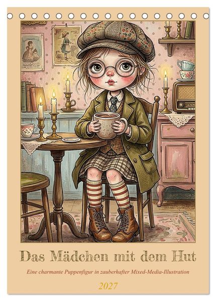 Das Mädchen mit dem Hut (Tischkalender 2027 DIN A5 hoch) CALVENDO Monatskalender