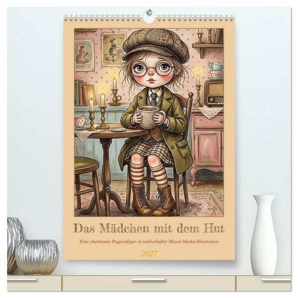Das Mädchen mit dem Hut (hochwertiger Premium Wandkalender 2027 DIN A2 hoch) Kunstdruck in Hochglanz