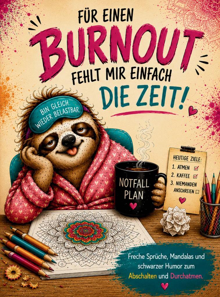 Freche Sprüche Mandalas und schwarzer Humor - FÜR EINEN 'BURNOUT' FEHLT MIR EINFACH DIE ZEIT!