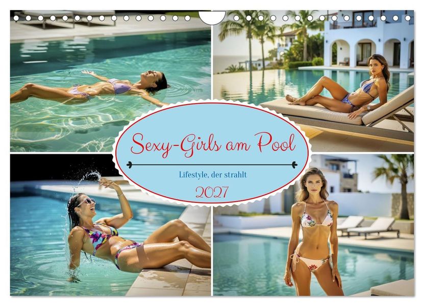 Sexy-Girls am Pool (Wandkalender 2027 DIN A4 quer) CALVENDO Monatskalender