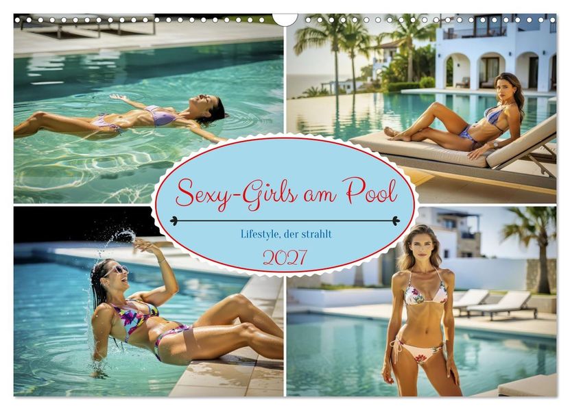 Sexy-Girls am Pool (Wandkalender 2027 DIN A3 quer) CALVENDO Monatskalender
