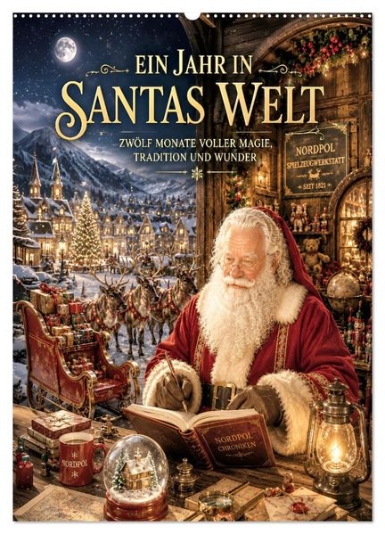 Ein Jahr in Santas Welt (Wandkalender 2027 DIN A2 hoch) CALVENDO Monatskalender
