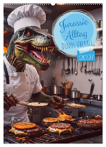 Jurassic Alltag - Dinos überall (Wandkalender 2027 DIN A2 hoch) CALVENDO Monatskalender