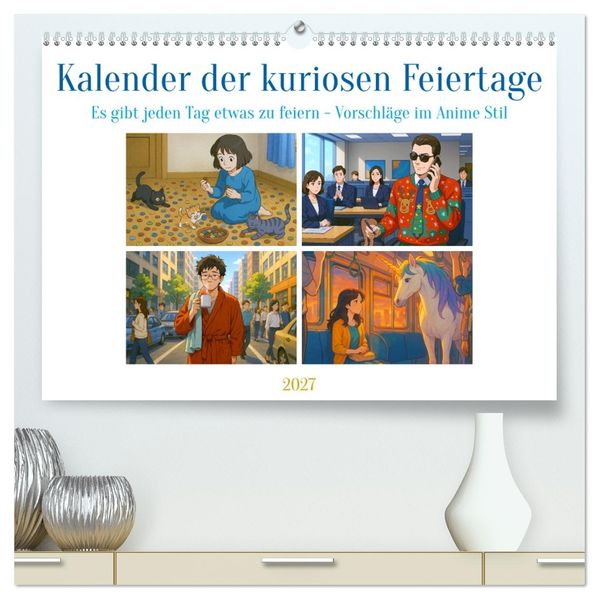 Kalender der kuriosen Feiertage (hochwertiger Premium Wandkalender 2027 DIN A2 quer) Kunstdruck in Hochglanz