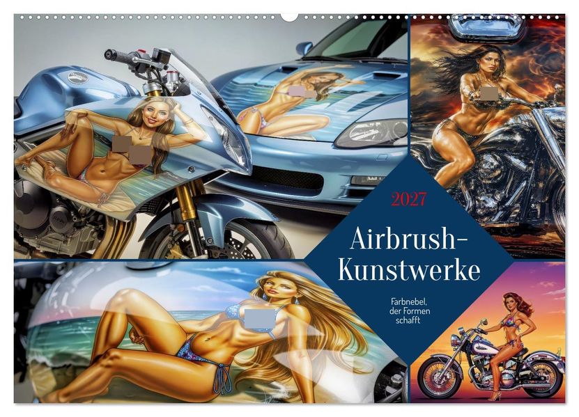Airbrush-Kunstwerke (Wandkalender 2027 DIN A2 quer) CALVENDO Monatskalender