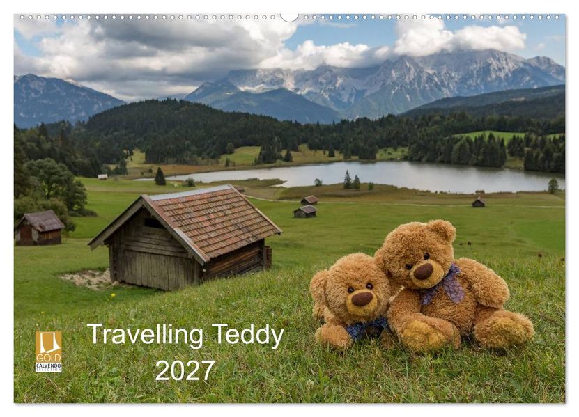 Travelling Teddy 2027 (Wandkalender 2027 DIN A2 quer) CALVENDO Monatskalender