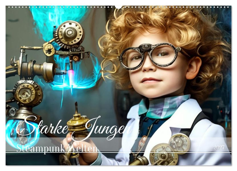 Starke Jungen - Steampunk Welten (Wandkalender 2027 DIN A2 quer) CALVENDO Monatskalender