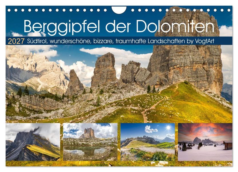 Berggipfel der Dolomiten (Wandkalender 2027 DIN A4 quer) CALVENDO Monatskalender