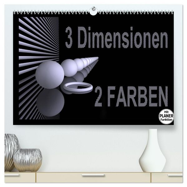3 Dimensionen - 2 Farben (hochwertiger Premium Wandkalender 2027 DIN A2 quer) Kunstdruck in Hochglanz
