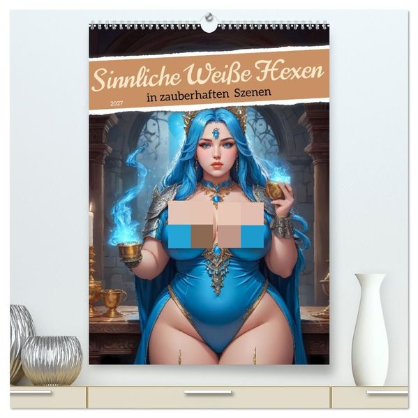Sinnliche Weiße Hexen in zauberhaften Szenen (hochwertiger Premium Wandkalender 2027 DIN A2 hoch) Kunstdruck in Hochglanz