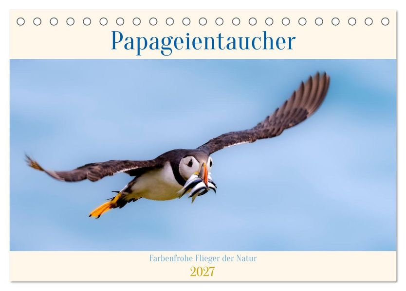 Papageientaucher - Farbenfrohe Flieger der Natur (Tischkalender 2027 DIN A5 quer) CALVENDO Monatskalender