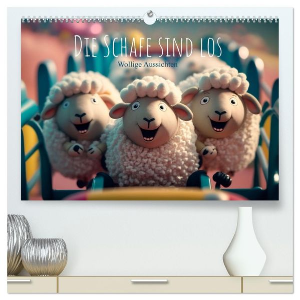 Die Schafe sind los Wollige Aussichten (hochwertiger Premium Wandkalender 2027 DIN A2 quer) Kunstdruck in Hochglanz