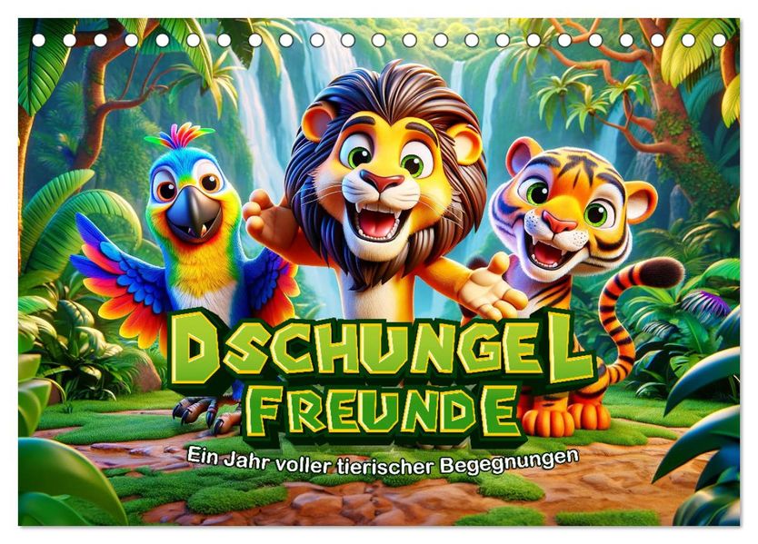 Dschungel-Freunde: Ein Jahr voller tierischer Begegnungen (Tischkalender 2027 DIN A5 quer) CALVENDO Monatskalender