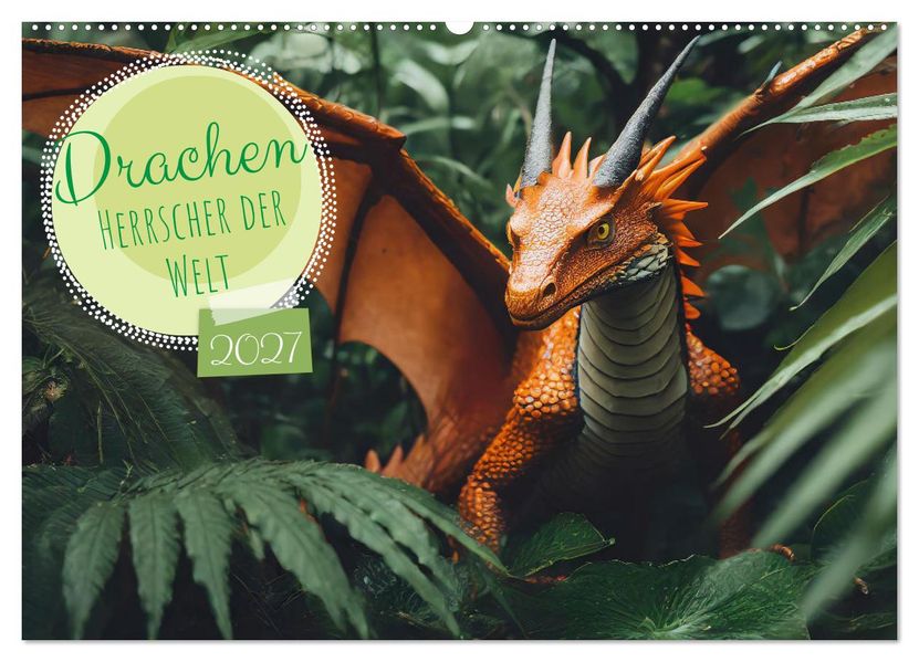 Drachen - Herrscher der Welt (Wandkalender 2027 DIN A2 quer) CALVENDO Monatskalender