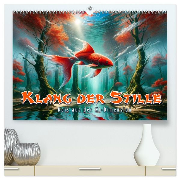 Klang der Stille - Kois aus der KI Dimension (hochwertiger Premium Wandkalender 2027 DIN A2 quer) Kunstdruck in Hochglanz