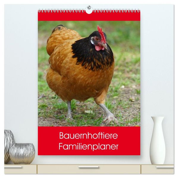 Bauernhoftiere Familienplaner (hochwertiger Premium Wandkalender 2027 DIN A2 hoch) Kunstdruck in Hochglanz