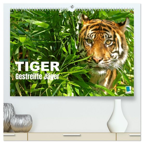 Tiger: Gestreifte Jäger (hochwertiger Premium Wandkalender 2027 DIN A2 quer) Kunstdruck in Hochglanz