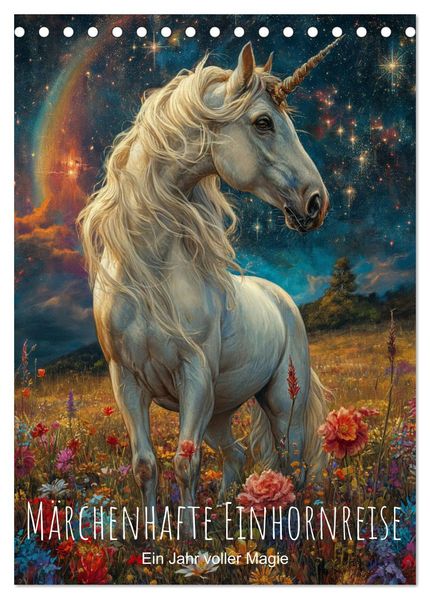 Märchenhafte Einhornreise - Ein Jahr voller Magie (Tischkalender 2027 DIN A5 hoch) CALVENDO Monatskalender