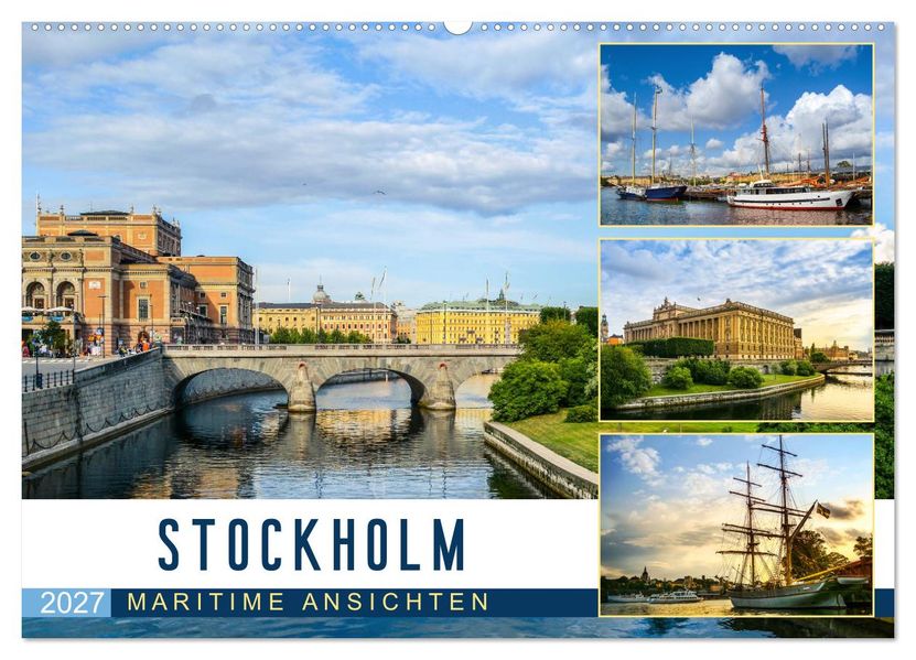 Stockholm - Maritime Ansichten (Wandkalender 2027 DIN A2 quer) CALVENDO Monatskalender