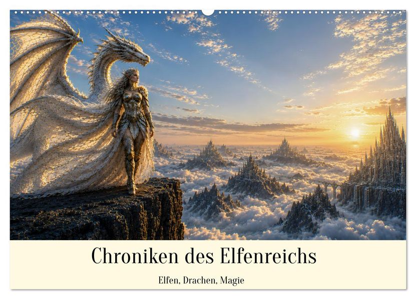 Chroniken des Elfenreichs - Elfen Drachen Magie (Wandkalender 2027 DIN A2 quer) CALVENDO Monatskalender