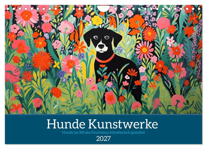 Hunde Kunstwerke - Hunde im Stil des Fauvismus künstlerisch gestaltet (Wandkalender 2027 DIN A4 quer) CALVENDO Monatskalender