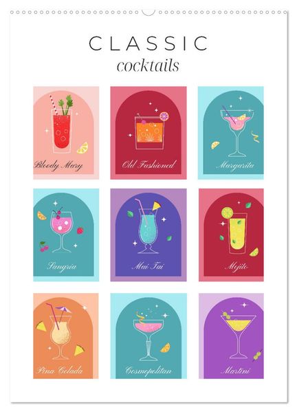 Classic Cocktails (Wall Calendar 2027 DIN A2 portrait) CALVENDO 12 Month Wall Calendar